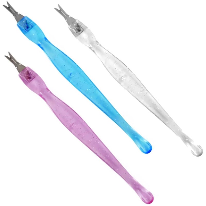 LUXXII (3 Pack) Color Practical Nail Art Tools Pedicure Cuticle Trimmer Remover Pusher Dead Skin Callus Removal Fork - Image 1